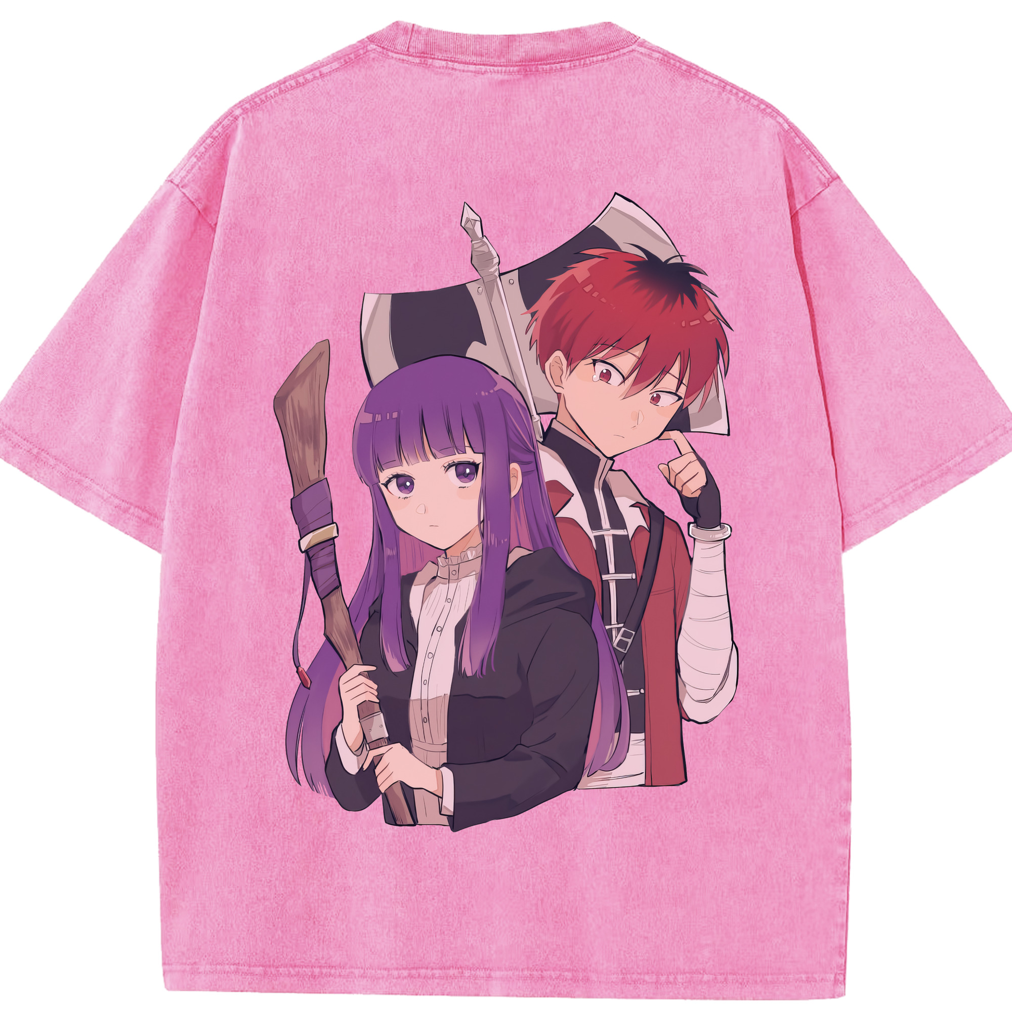 （画像用） 葬送のフリーレン Frieren 綿100% ヴィンテージ風 半袖Tシャツ（背面プリント）